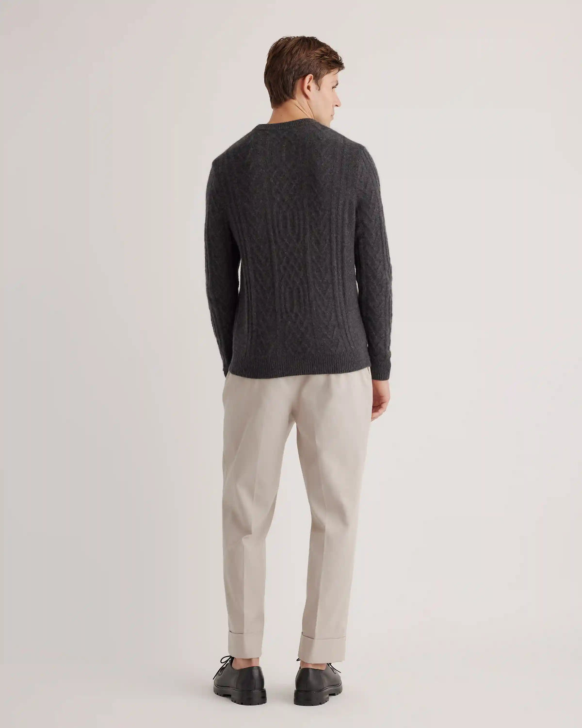 Mongolian Spring Cashmere Cable Crewneck Sweater