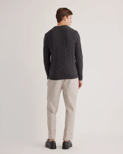 Mongolian Spring Cashmere Cable Crewneck Sweater