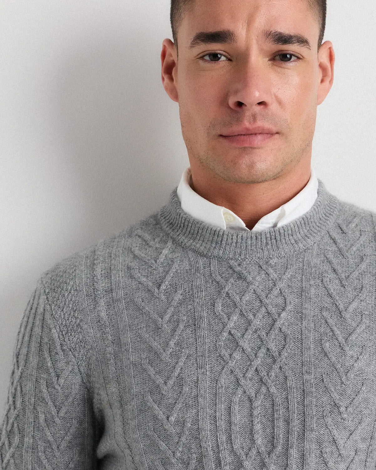 Mongolian Cashmere Cable Crewneck Sweater