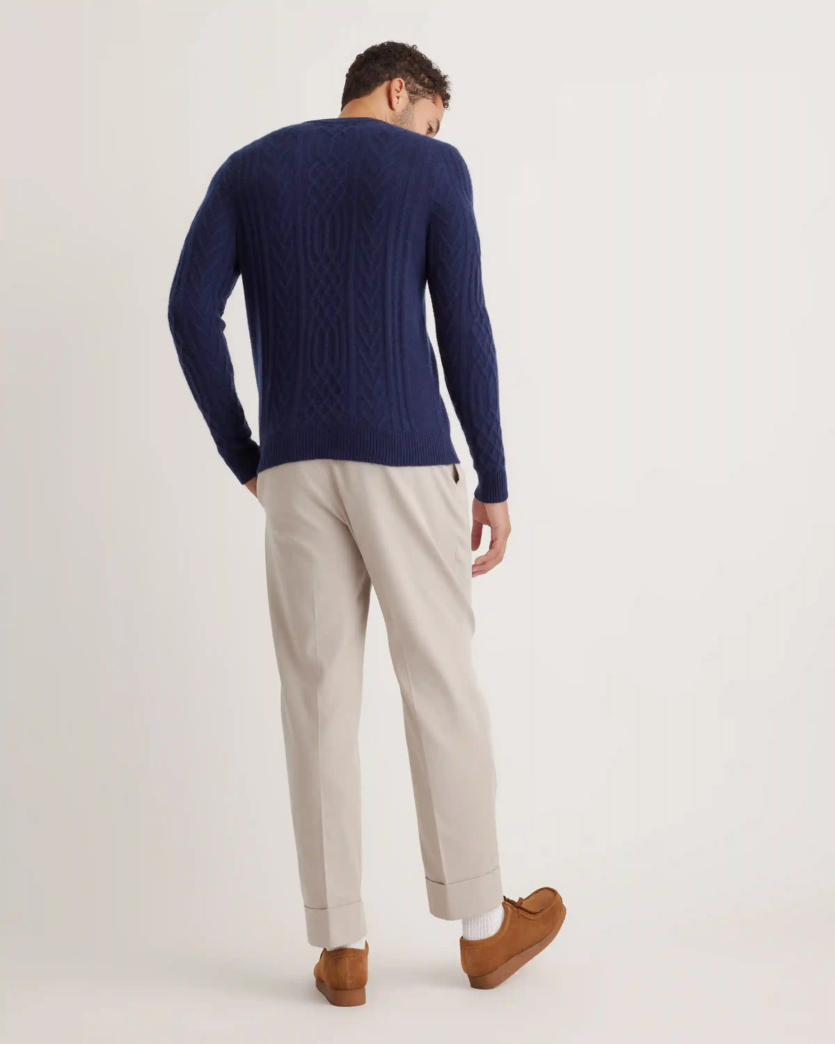 Mongolian Cashmere Cable Crewneck Sweater
