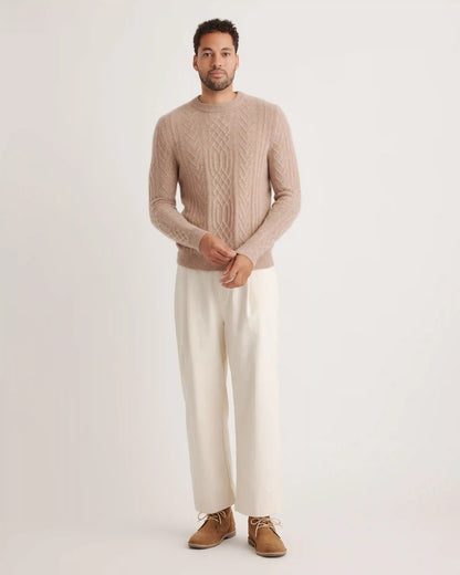 Mongolian Cashmere Cable Crewneck Sweater