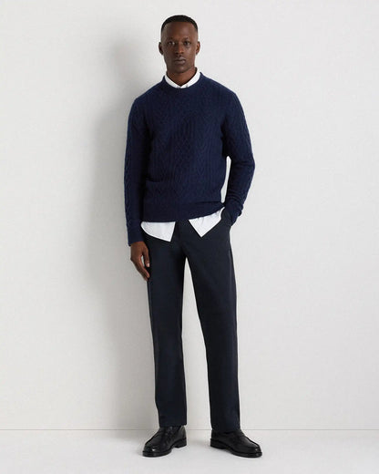 Mongolian Cashmere Cable Crewneck Sweater