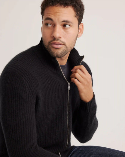 Mongolian Cashmere Fisherman Full Zip Sweater