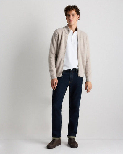 Mongolian Cashmere Fisherman Full Zip Sweater