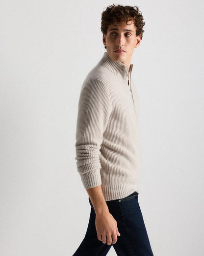 Mongolian Cashmere Fisherman Full Zip Sweater
