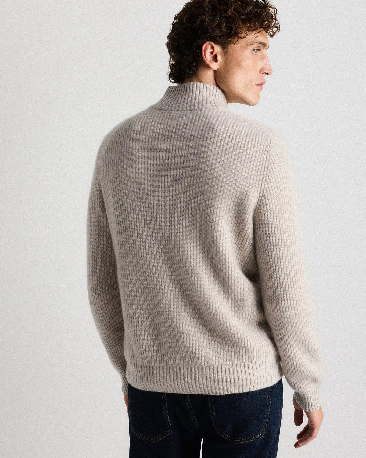 Mongolian Cashmere Fisherman Full Zip Sweater