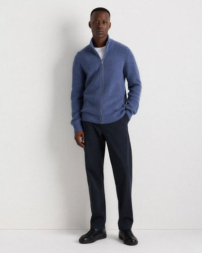 Mongolian Cashmere Fisherman Full Zip Sweater