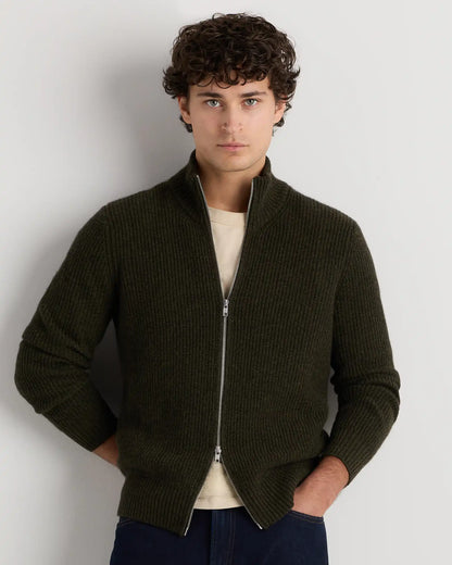 Mongolian Cashmere Fisherman Full Zip Sweater