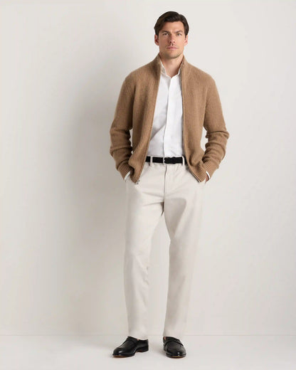 Mongolian Cashmere Fisherman Full Zip Sweater