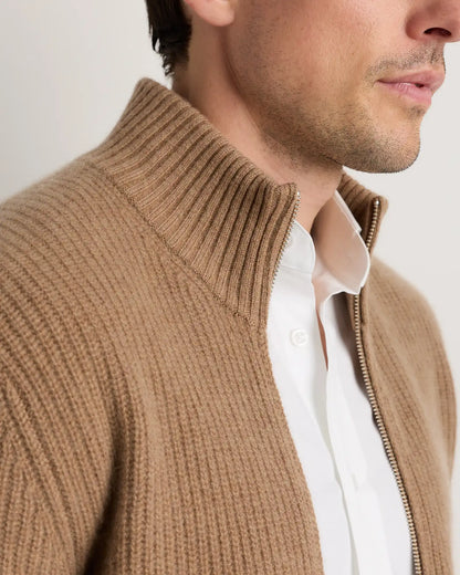 Mongolian Cashmere Fisherman Full Zip Sweater