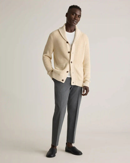 100% Organic Cotton Shawl-Collar Cardigan Sweater