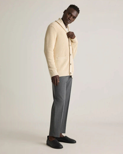 100% Organic Cotton Shawl-Collar Cardigan Sweater