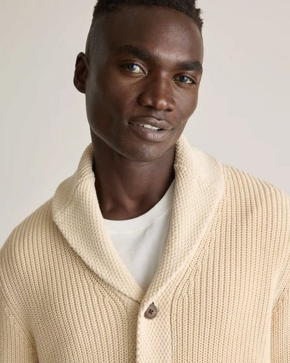 100% Organic Cotton Shawl-Collar Cardigan Sweater