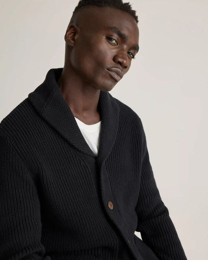 100% Organic Cotton Shawl-Collar Cardigan Sweater