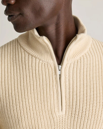 100% Organic Cotton Fisherman Quarter-Zip Sweater