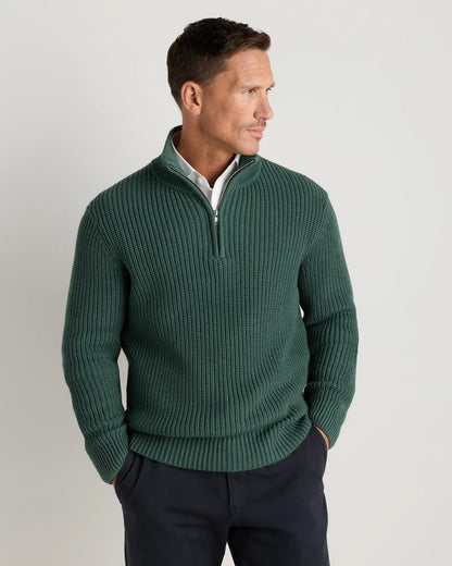 100% Organic Cotton Fisherman Quarter-Zip Sweater