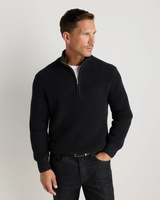 100% Organic Cotton Fisherman Quarter-Zip Sweater