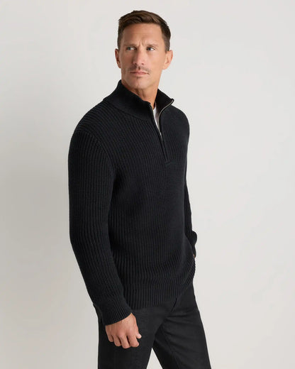 100% Organic Cotton Fisherman Quarter-Zip Sweater