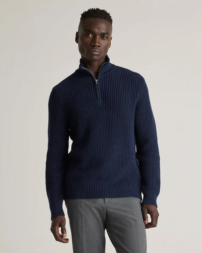 100% Organic Cotton Fisherman Quarter-Zip Sweater