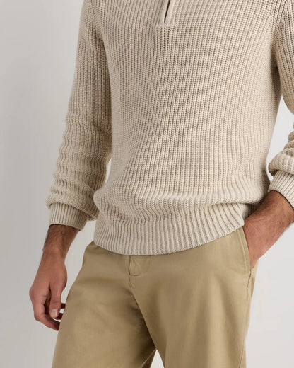 100% Organic Cotton Fisherman Quarter-Zip Sweater