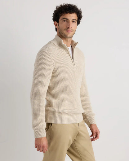 100% Organic Cotton Fisherman Quarter-Zip Sweater