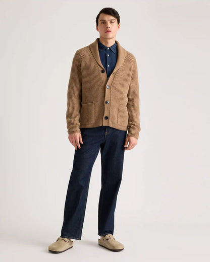 Mongolian Cashmere Shawl Collar Cardigan