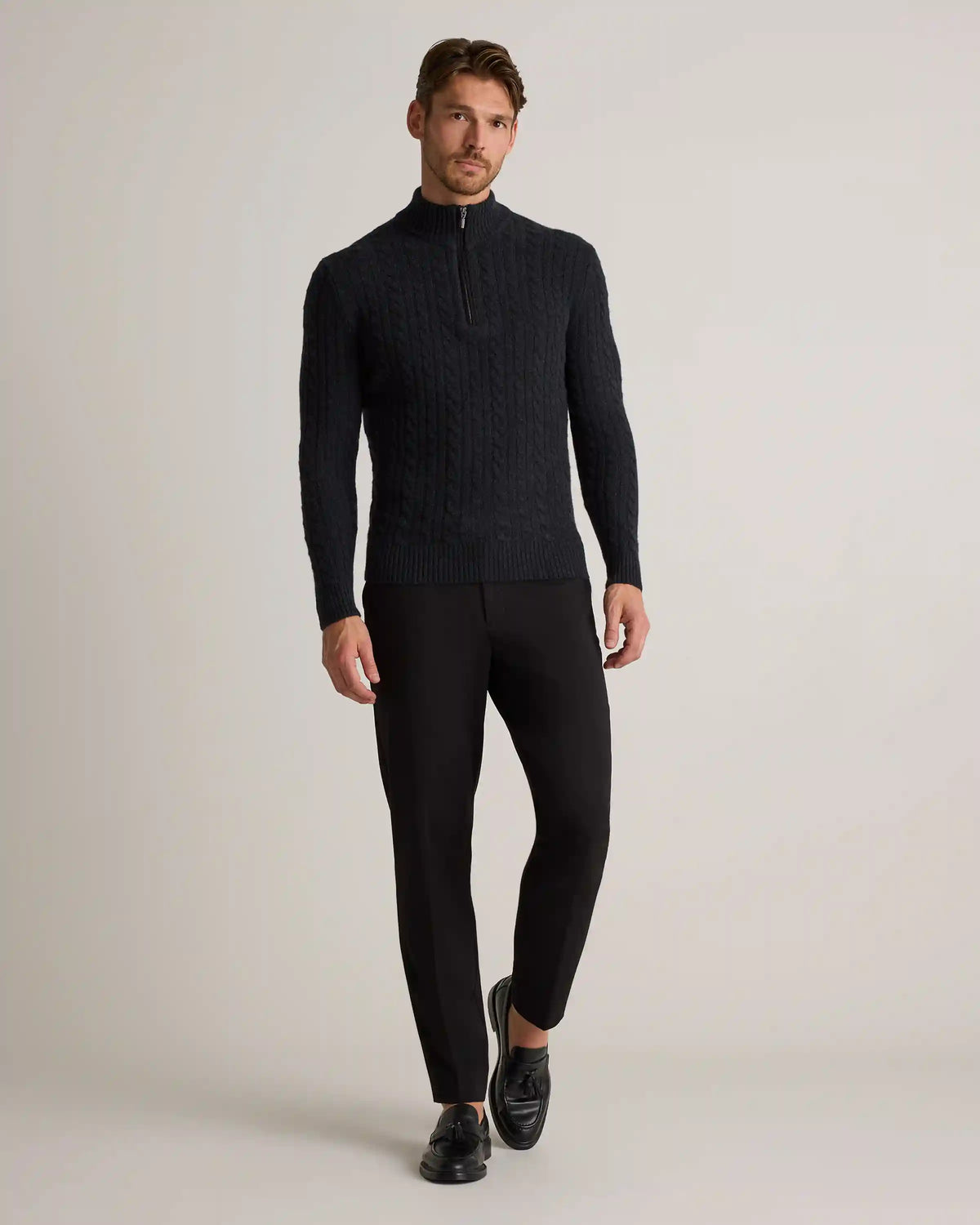 Luxe Baby Cashmere Cable Quarter Zip Sweater
