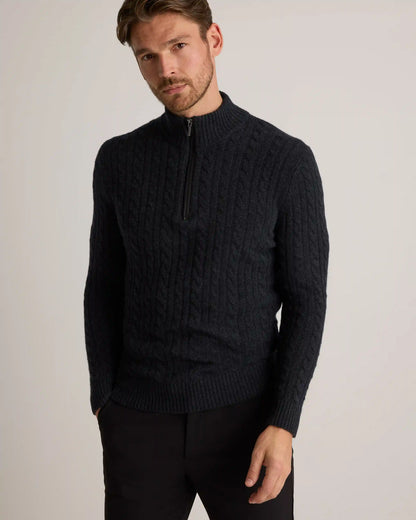 Luxe Baby Cashmere Cable Quarter Zip Sweater