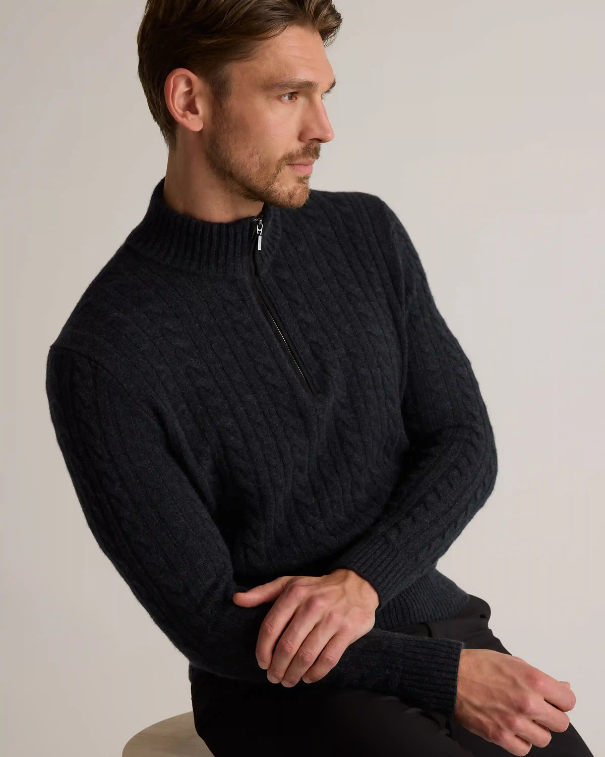 Luxe Baby Cashmere Cable Quarter Zip Sweater