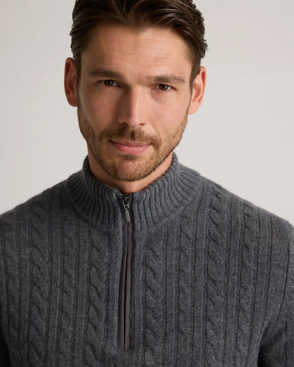 Luxe Baby Cashmere Cable Quarter Zip Sweater