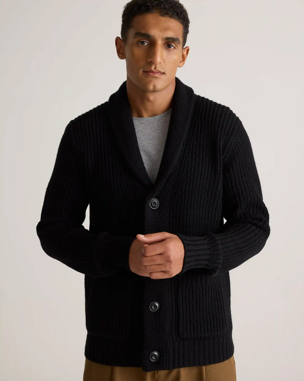 Australian Merino Wool Shawl Collar Cardigan