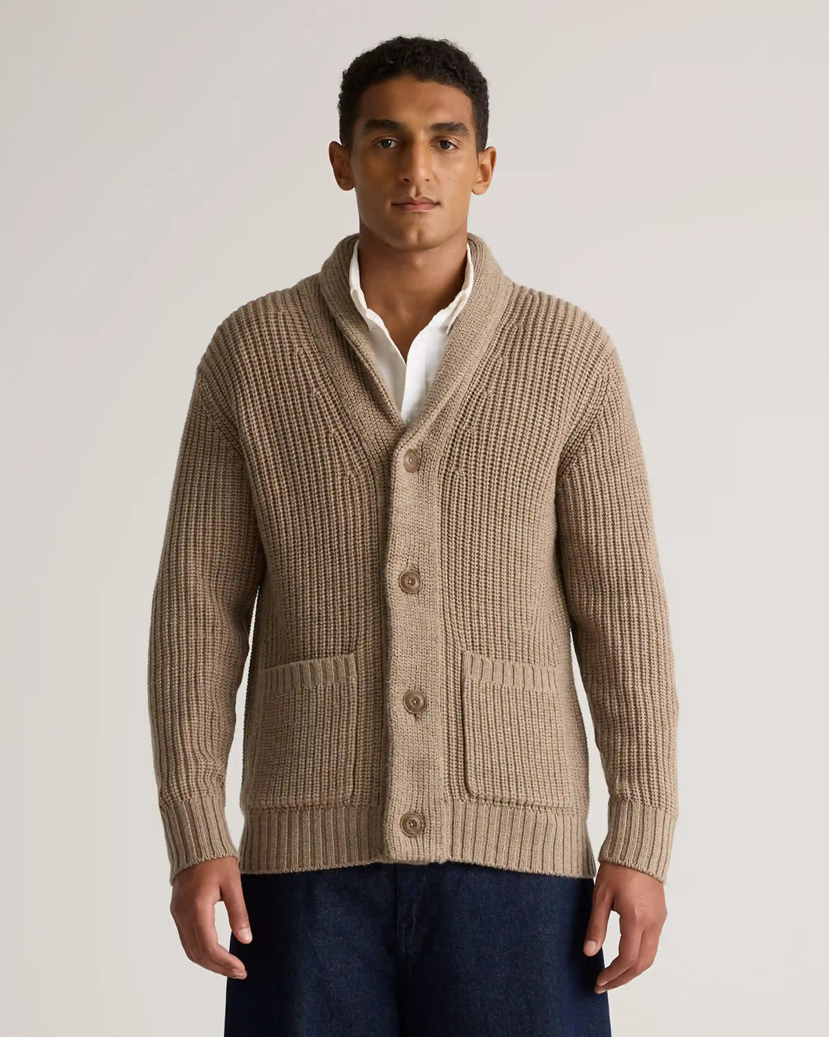Australian Merino Wool Shawl Collar Cardigan