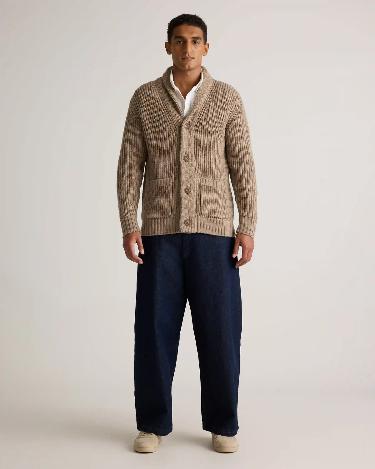 Australian Merino Wool Shawl Collar Cardigan