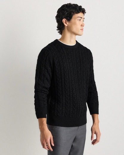 Australian Merino Wool Cable Crewneck Sweater