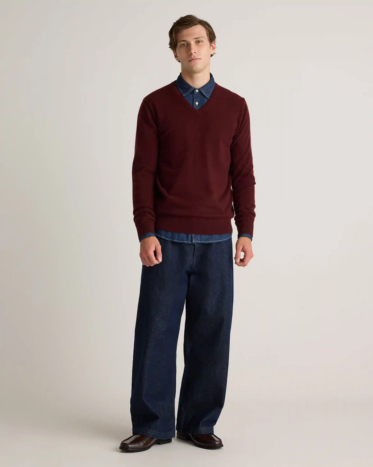 Mongolian Cashmere V-Neck Sweater