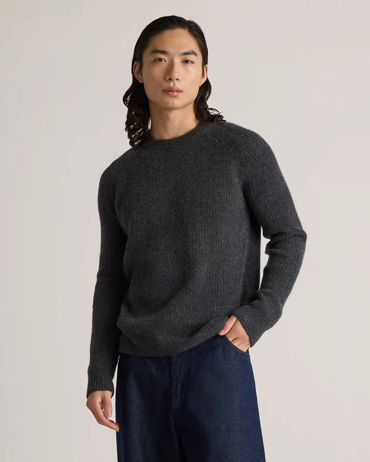 Mongolian Cashmere Fisherman Crewneck Sweater