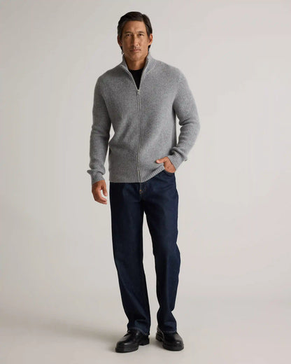 Mongolian Cashmere Fisherman Full Zip Sweater