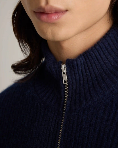 Mongolian Cashmere Fisherman Full Zip Sweater