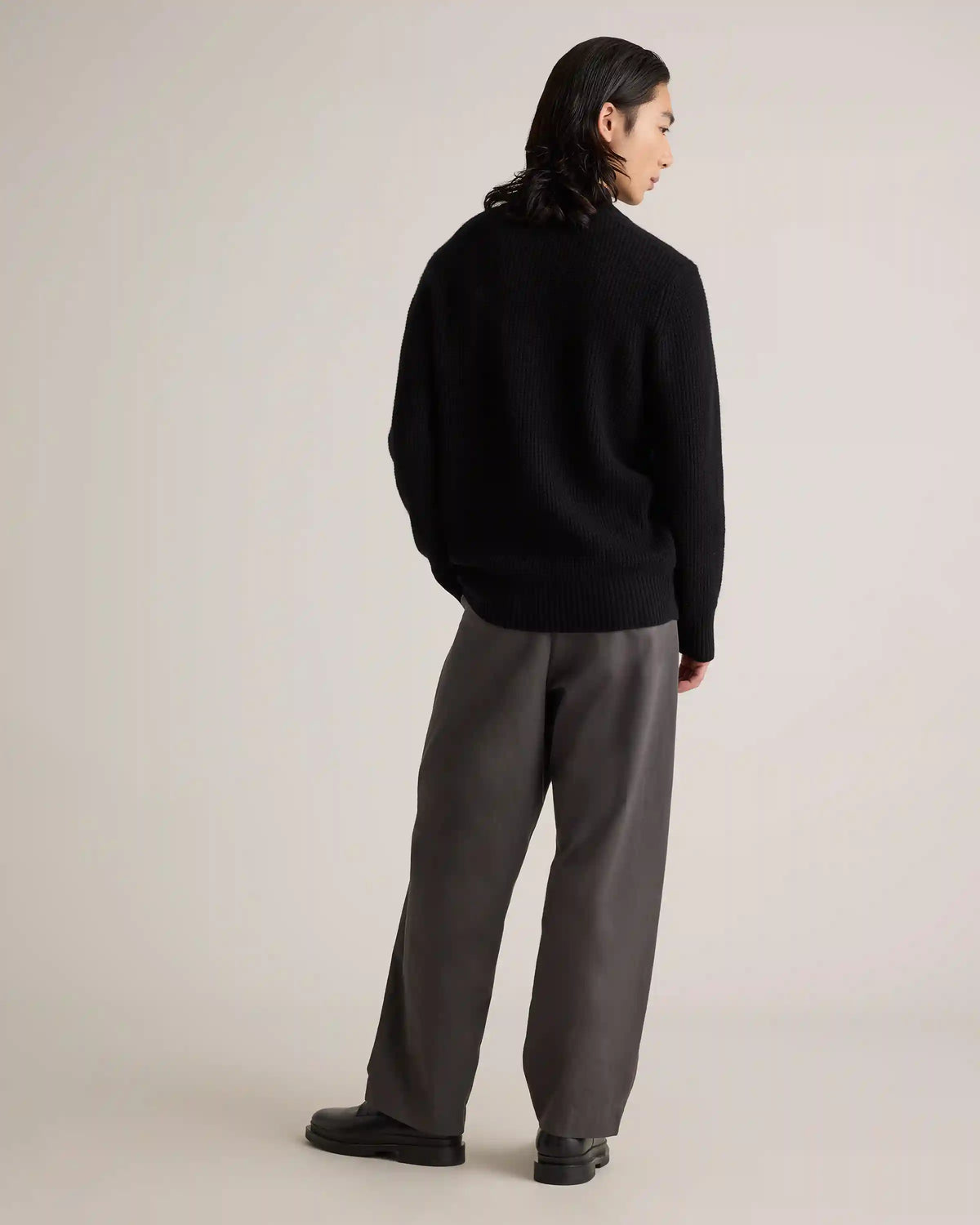 Mongolian Cashmere Waffle Quarter Button Sweater