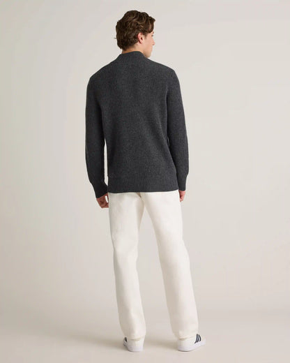 Mongolian Cashmere Waffle Quarter Button Sweater