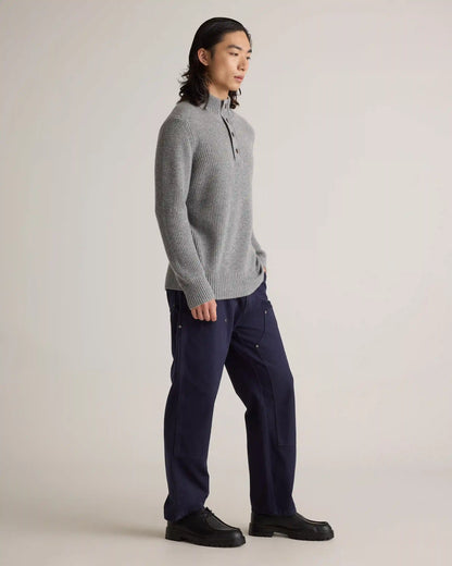Mongolian Cashmere Waffle Quarter Button Sweater