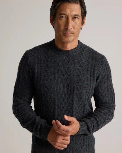 Mongolian Cashmere Cable Crewneck Sweater