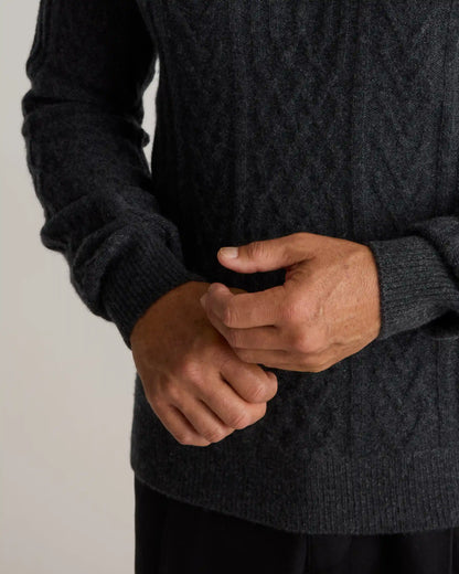 Mongolian Cashmere Cable Crewneck Sweater