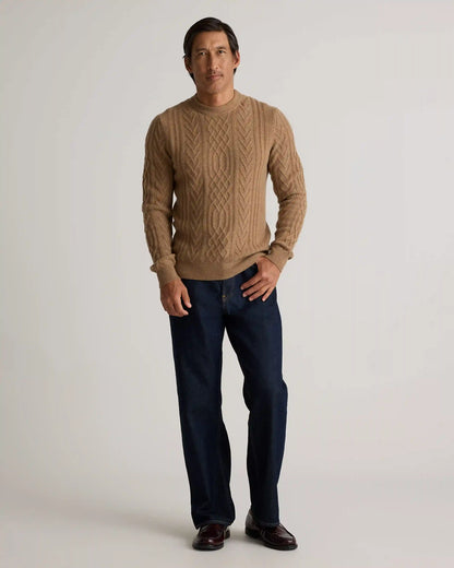 Mongolian Cashmere Cable Crewneck Sweater