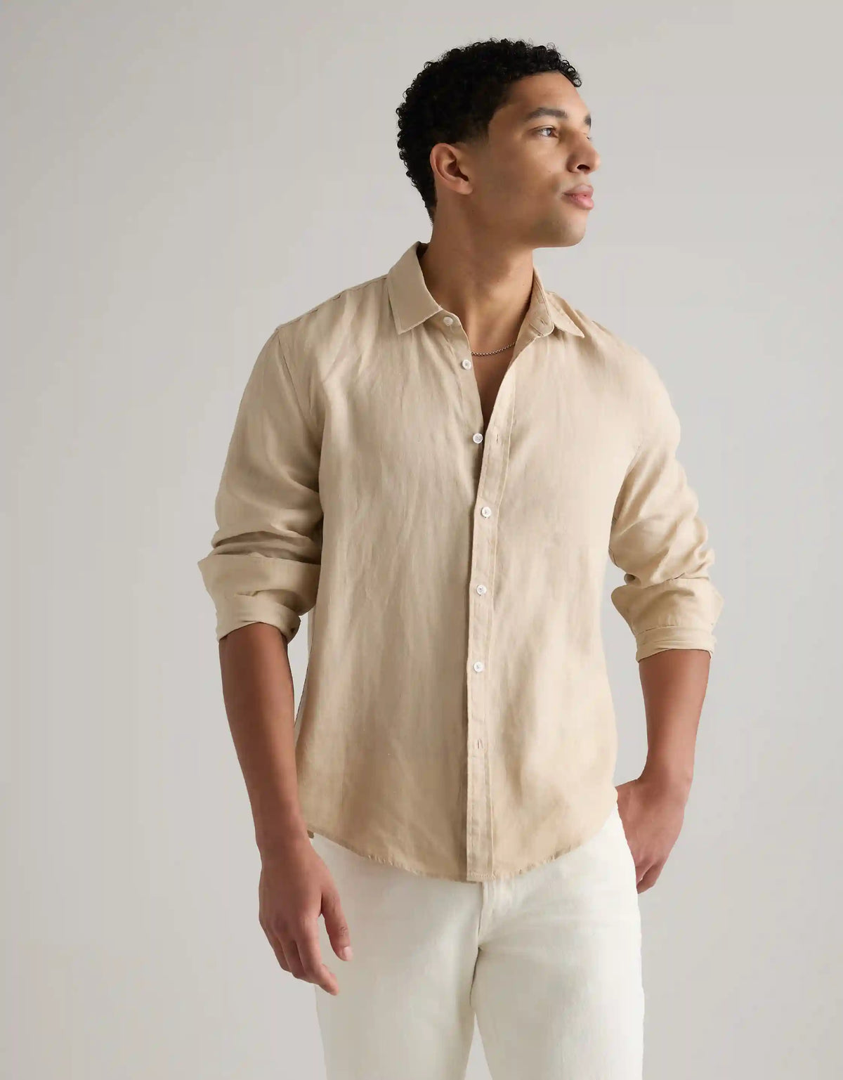 100% European Linen Relaxed Long Sleeve Shirt