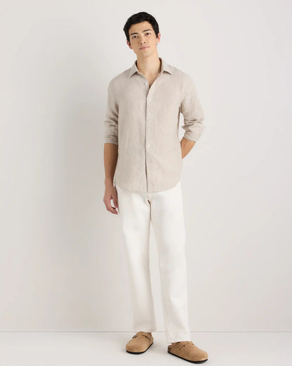 100% European Linen Relaxed Long Sleeve Shirt