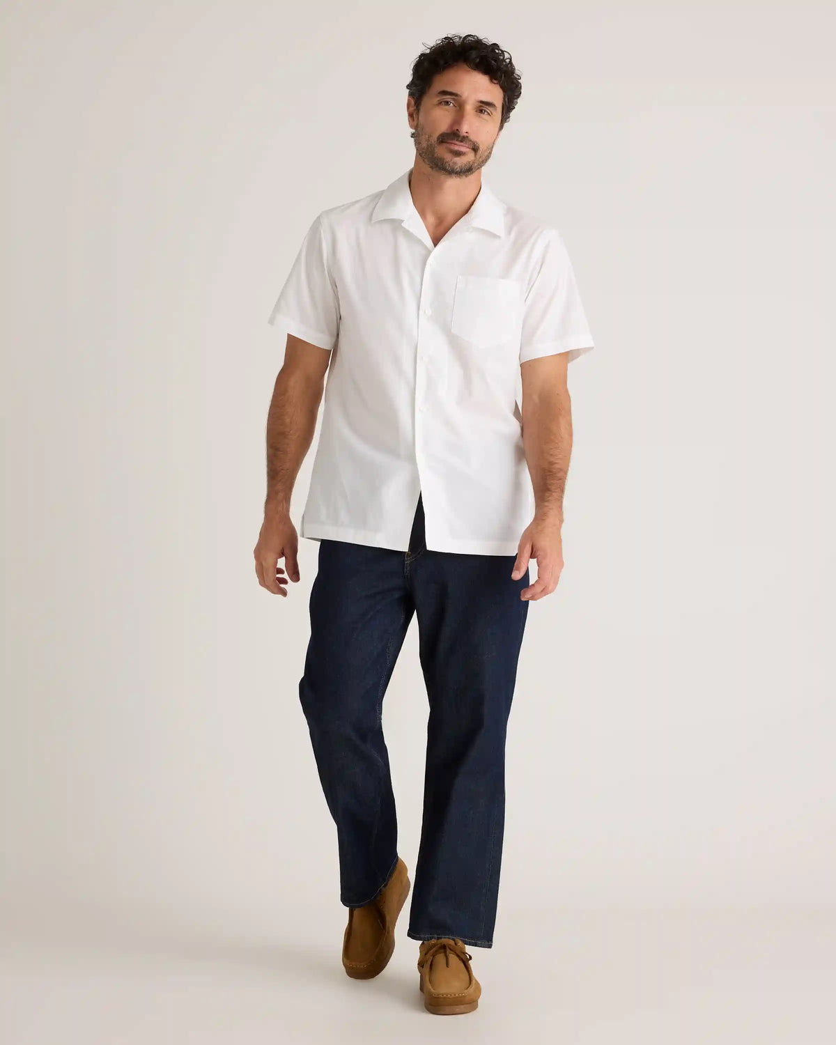 Organic Cotton Stretch Poplin Camp Shirt