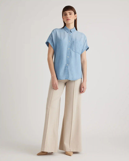 Chambray Tencel Short Sleeve Shirt