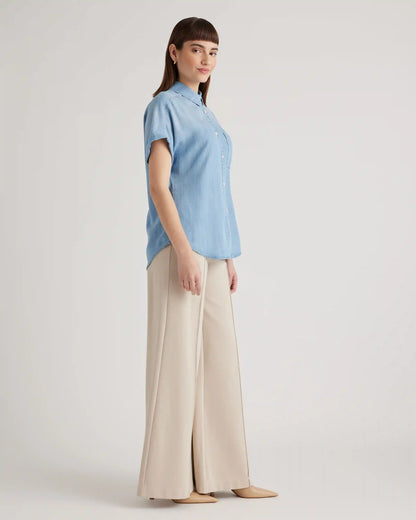 Chambray Tencel Short Sleeve Shirt