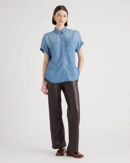 Chambray Tencel Short Sleeve Shirt
